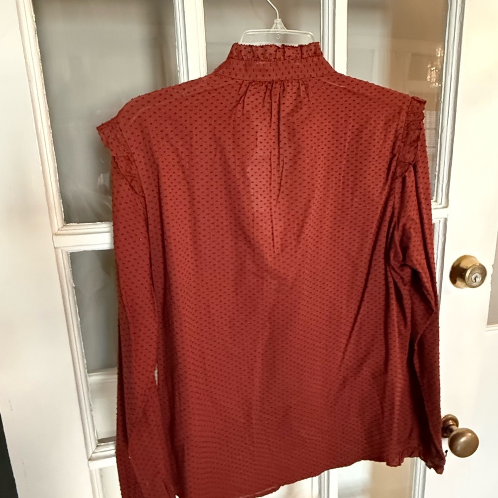 J. Crew Brown Ruffled Blouse - Picture 6 of 11